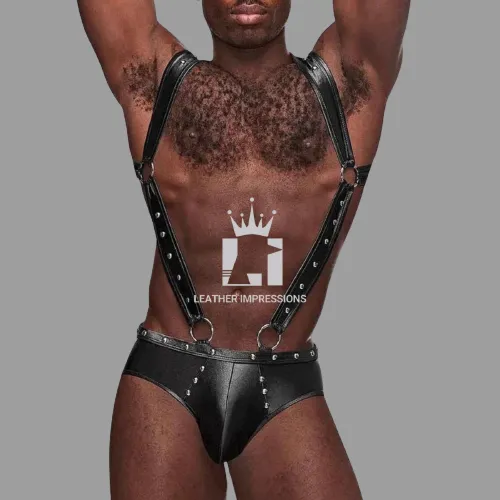 Genuine Leather Body Harness With Jockstrap