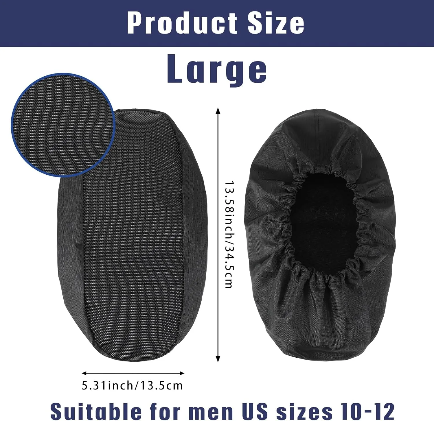 Geyoga 2 Pcs Fracture Walking Boot Cover Oxford Cloth Non Slip Reusable Shoe Covers for Non Skid Foot Brace Recovery Shoes Covers with Rubber Sole(Large,Black)