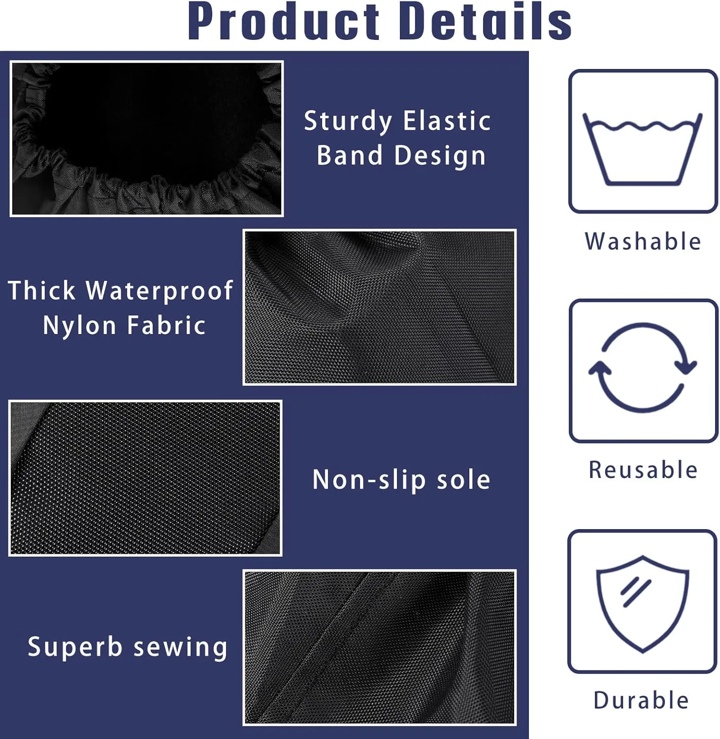 Geyoga 2 Pcs Fracture Walking Boot Cover Oxford Cloth Non Slip Reusable Shoe Covers for Non Skid Foot Brace Recovery Shoes Covers with Rubber Sole(Large,Black)