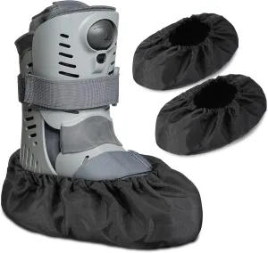 Geyoga 2 Pcs Fracture Walking Boot Cover Oxford Cloth Non Slip Reusable Shoe Covers for Non Skid Foot Brace Recovery Shoes Covers with Rubber Sole(Large,Black)