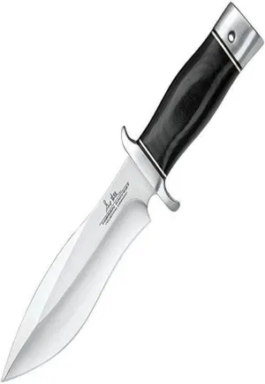 Gil Hibben Alaskan Boot Knife – 7Cr14 Stainless Steel Blade, Black Linen Micarta Handle, Stainless Steel Pommel, Leather Sheath with Belt Clip – Perfectly Sized Fixed Blade Boot Knife – 8 3/4" Overall