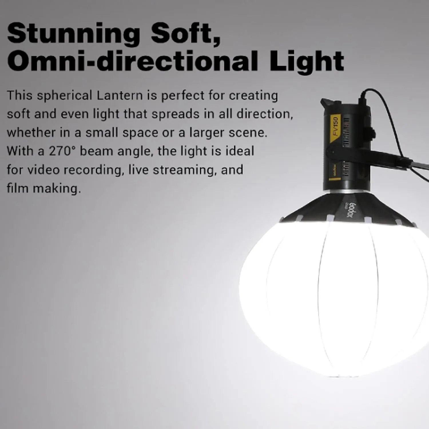 GODOX CS-50D Lantern Softbox 50cm/20inch Omni-Directional Light Modifier Bowens Mount for Godox SL60W SL150 II, UL150, VL150 Light for Video Recording, Live Streaming, and Film Making