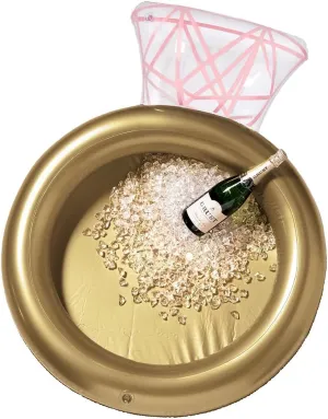 Gold & Pink Diamond Ring Inflatable Cooler (31.8" x 44.8") - 1 Pc. | Eye-Catching Design, Perfect for Weddings, Bridal Showers, Bachelorette Parties, Pool Parties, Celebrations, & More