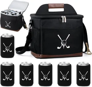 Golf Cart Cooler Bag Insulated with 6 Beer Can Sleeves 24 Can Large Foldable Leakproof Soft Cooler Bag with Bottle Opener Ice Cooling Holds for Golf Cart