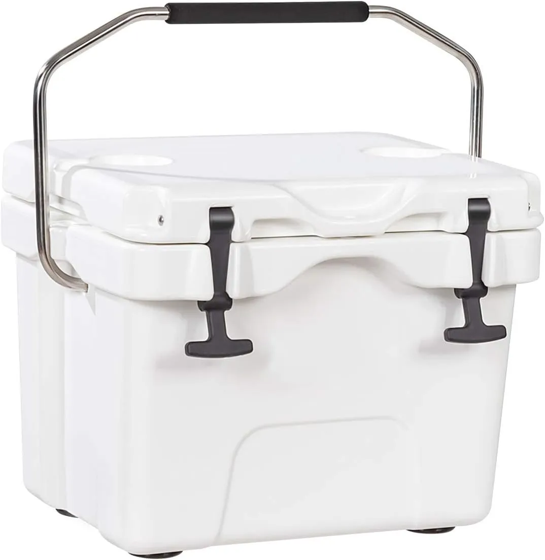 Goplus 16 Quart Cooler, 24-Can Capacity Ice Chest with 2 Cup Holders, 3-5 Days Ice Retention, Portable Insulated Ice Box for Camping, Fishing Outdoor Activities