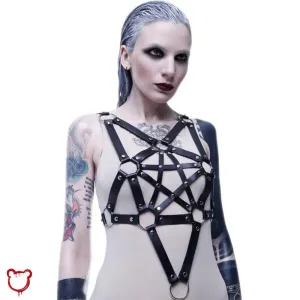Gothic Pentagram Leather Harness