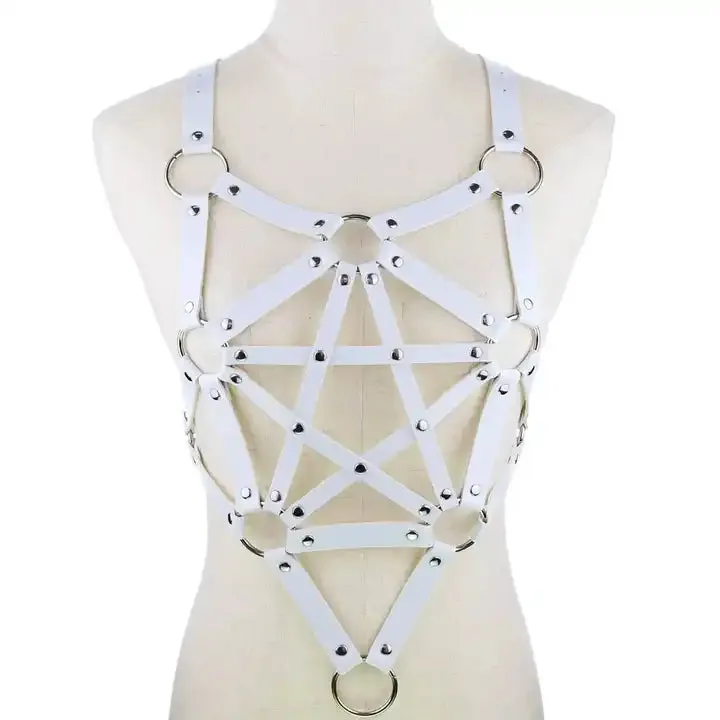 Gothic Pentagram Leather Harness