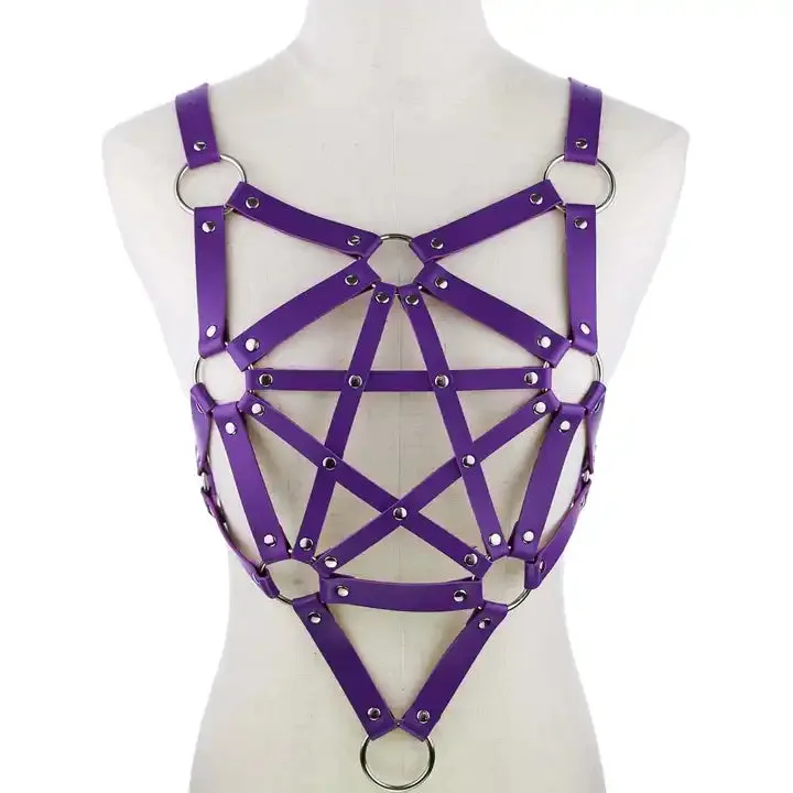 Gothic Pentagram Leather Harness