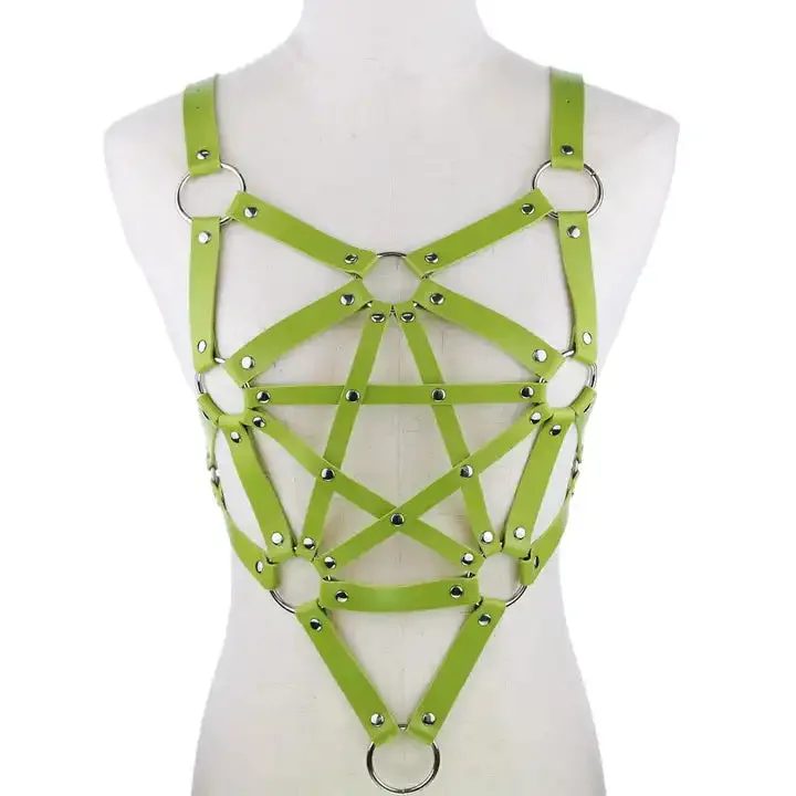 Gothic Pentagram Leather Harness