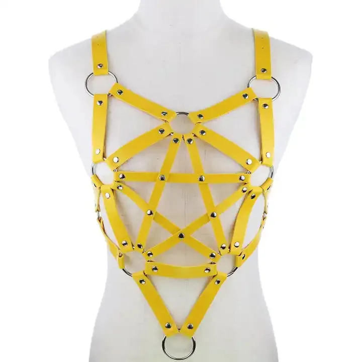 Gothic Pentagram Leather Harness