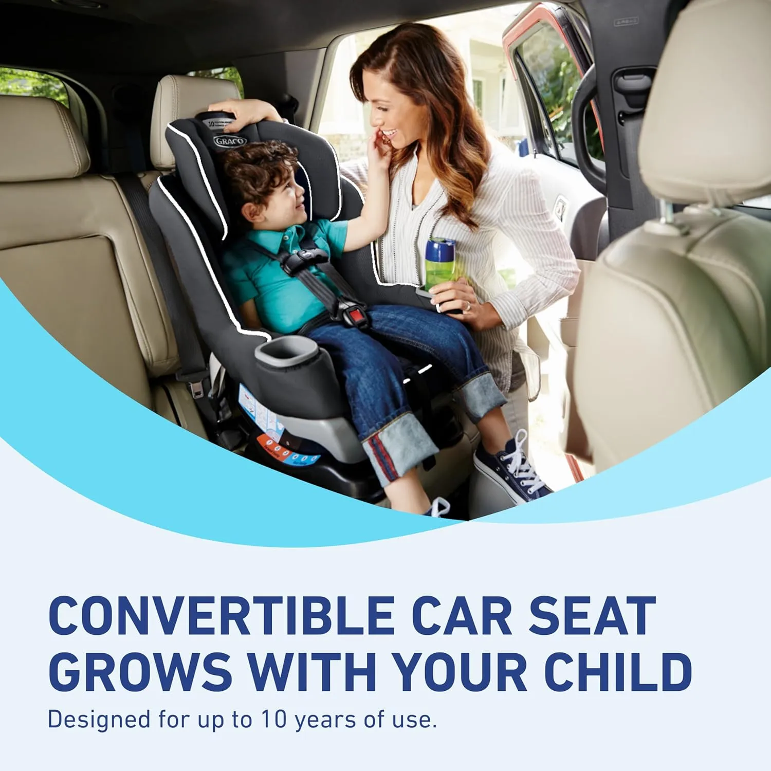 Graco Extend2Fit Convertible Car Seat, Spire, Safe and Comfortable Ride Designed for Growing Children