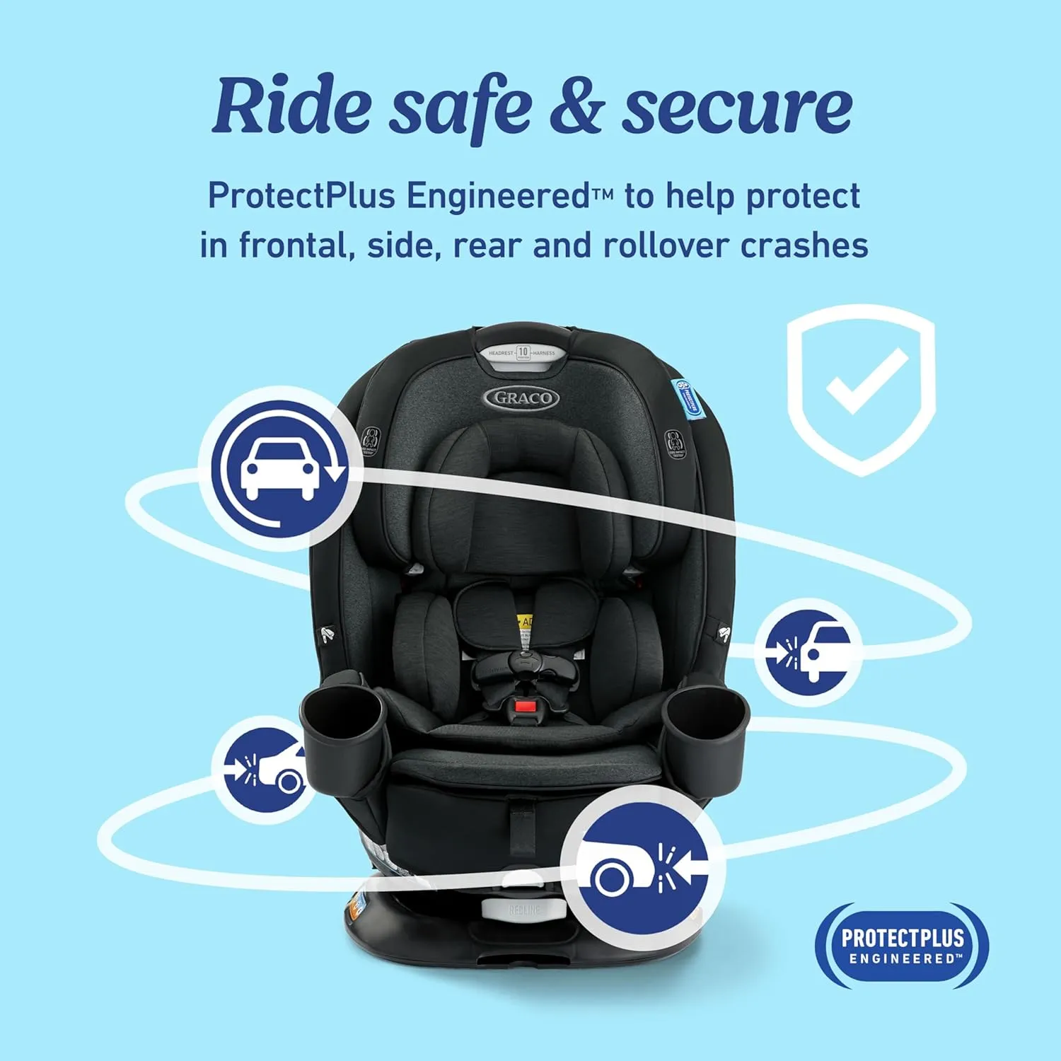 Graco Turn2Me 3-in-1 Rotating Convertible Car Seat, Rear to Forward Facing & Highback Booster, Easy Installation, Brighton
