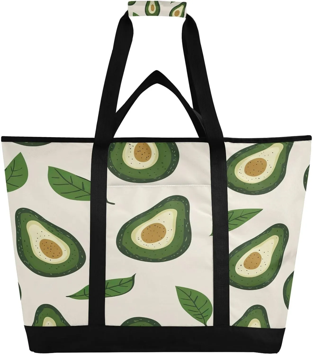 Green Avocado Reusable Insulated Lunchbox Cooler Bag, Leakproof Kitchen Grocery Bag Collapsible Portable Cooler Tote Bag for Picnic, Camping, Office, Travel