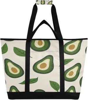Green Avocado Reusable Insulated Lunchbox Cooler Bag, Leakproof Kitchen Grocery Bag Collapsible Portable Cooler Tote Bag for Picnic, Camping, Office, Travel