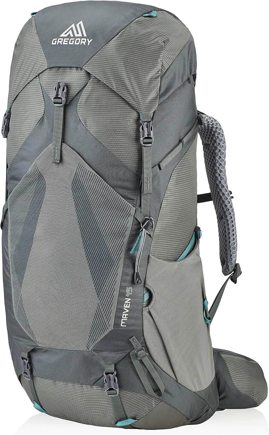 Gregory Maven 45L Women's Backpacking Pack, Breathable Backpanel and Shoulder Harness, Raincover Included, Built-In Hydration Sleeve (Reservoir Not Included), Small/Medium, Helium Grey