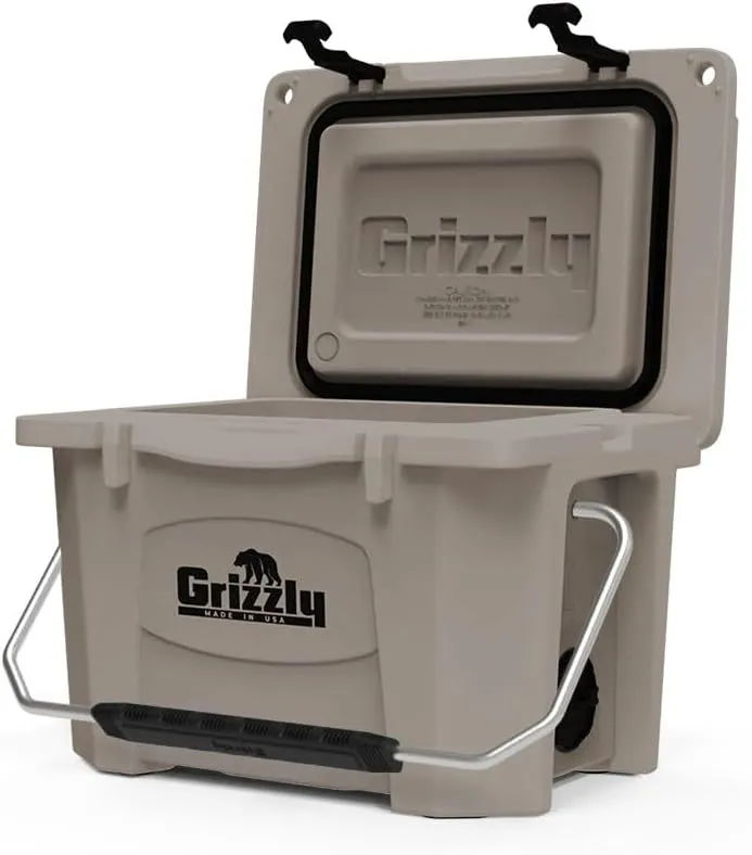 Grizzly 20 Cooler | 20 qt Ice Chest Durable Rotomolded Insulated | Made in USA | Warranty for Life | For Beach Boat Camping Fishing Hunting | G20