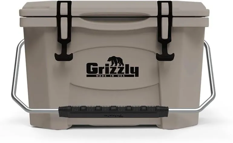 Grizzly 20 Cooler | 20 qt Ice Chest Durable Rotomolded Insulated | Made in USA | Warranty for Life | For Beach Boat Camping Fishing Hunting | G20