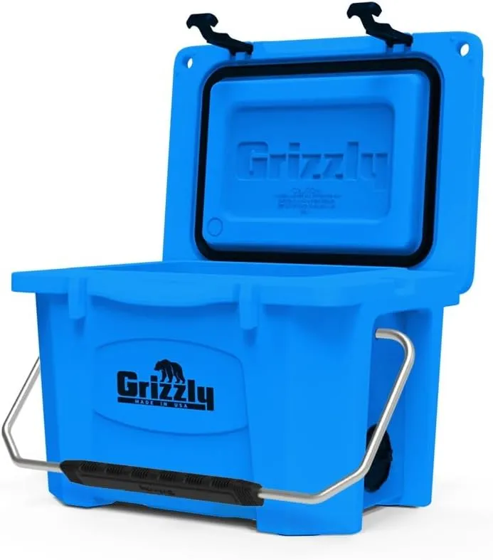 Grizzly 20 Cooler | 20 qt Ice Chest Durable Rotomolded Insulated | Made in USA | Warranty for Life | For Beach Boat Camping Fishing Hunting | G20