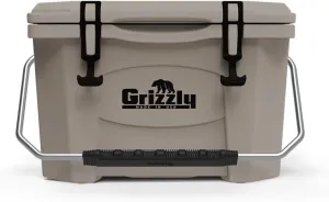 Grizzly 20 Cooler | 20 qt Ice Chest Durable Rotomolded Insulated | Made in USA | Warranty for Life | For Beach Boat Camping Fishing Hunting | G20