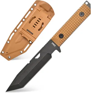 GTK5 Fixed Blade Knife AUS-10 Steel Blade Full Tang Nylon Fiberglass Handle EDC Fixed Knifes for Outdoor Camping Hunting (brown)