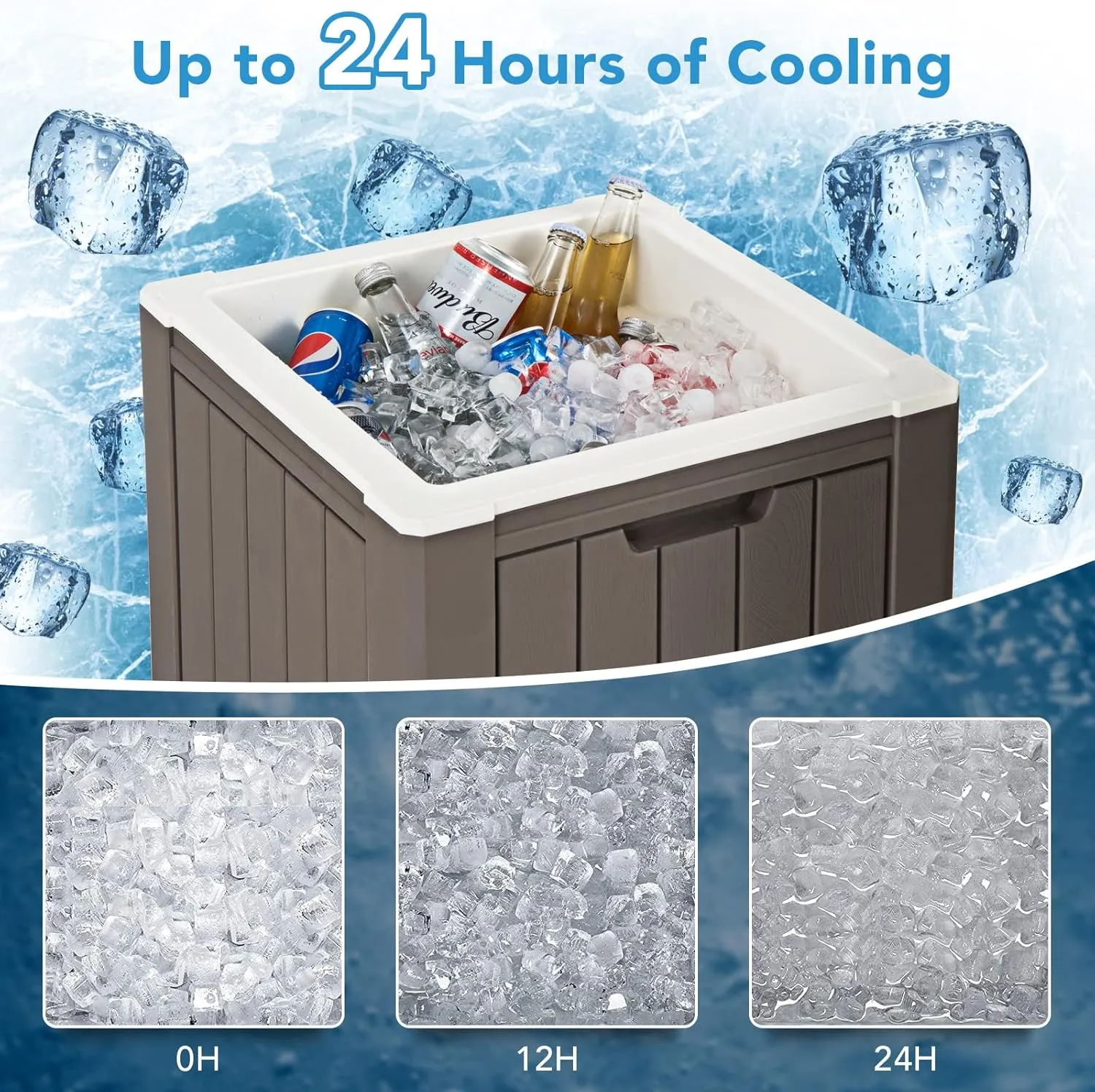GYMAX Camping Cooler, Insulated 40 Qt Heavy Duty Ice Chest with Built-in Handles and Detachable Lid, Keeps Ice for 24H, Multifunctional for Beach, Picnic, Camping Outdoors