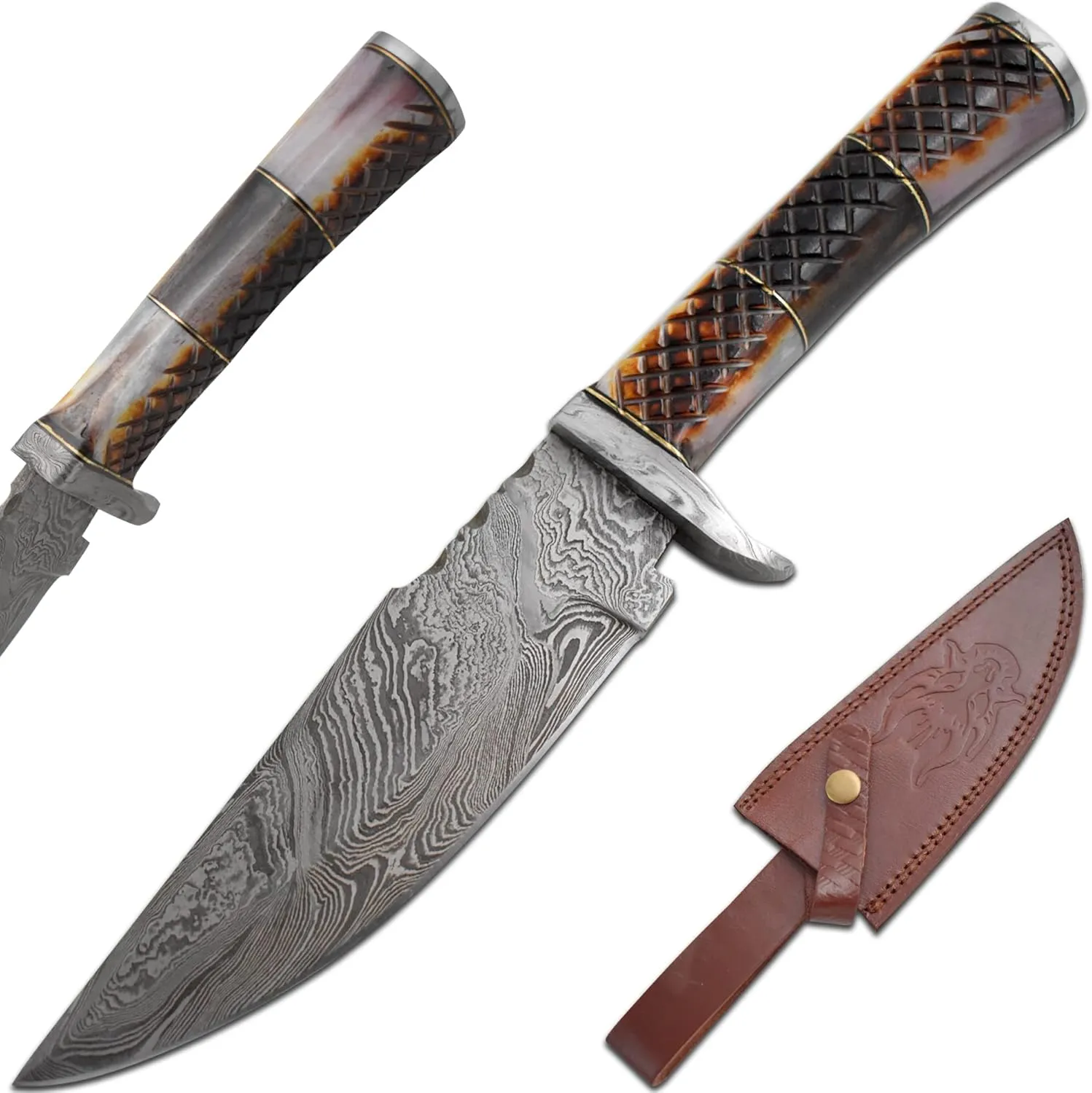 Handmade Real Damascus Steel Fixed Blade Heavy Duty Hunting Knife