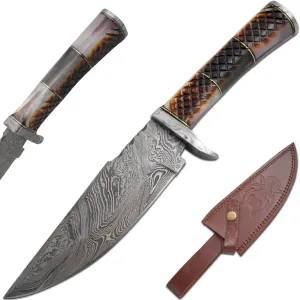 Handmade Real Damascus Steel Fixed Blade Heavy Duty Hunting Knife