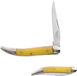 Handmade Tooth-Pick Bikers Manual Folding Collector's EDC Gentlemen's Knife Slim Sleek Design (Yellow)