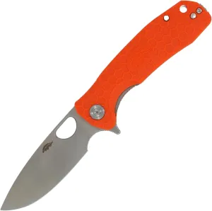 HB1035 Honey Badger Pocket Knife Folding Flipper EDC Deep Pocket Carry for Outdoor Tactical Knife Survival Camping Drop Point Small Orange 8Cr13Mov