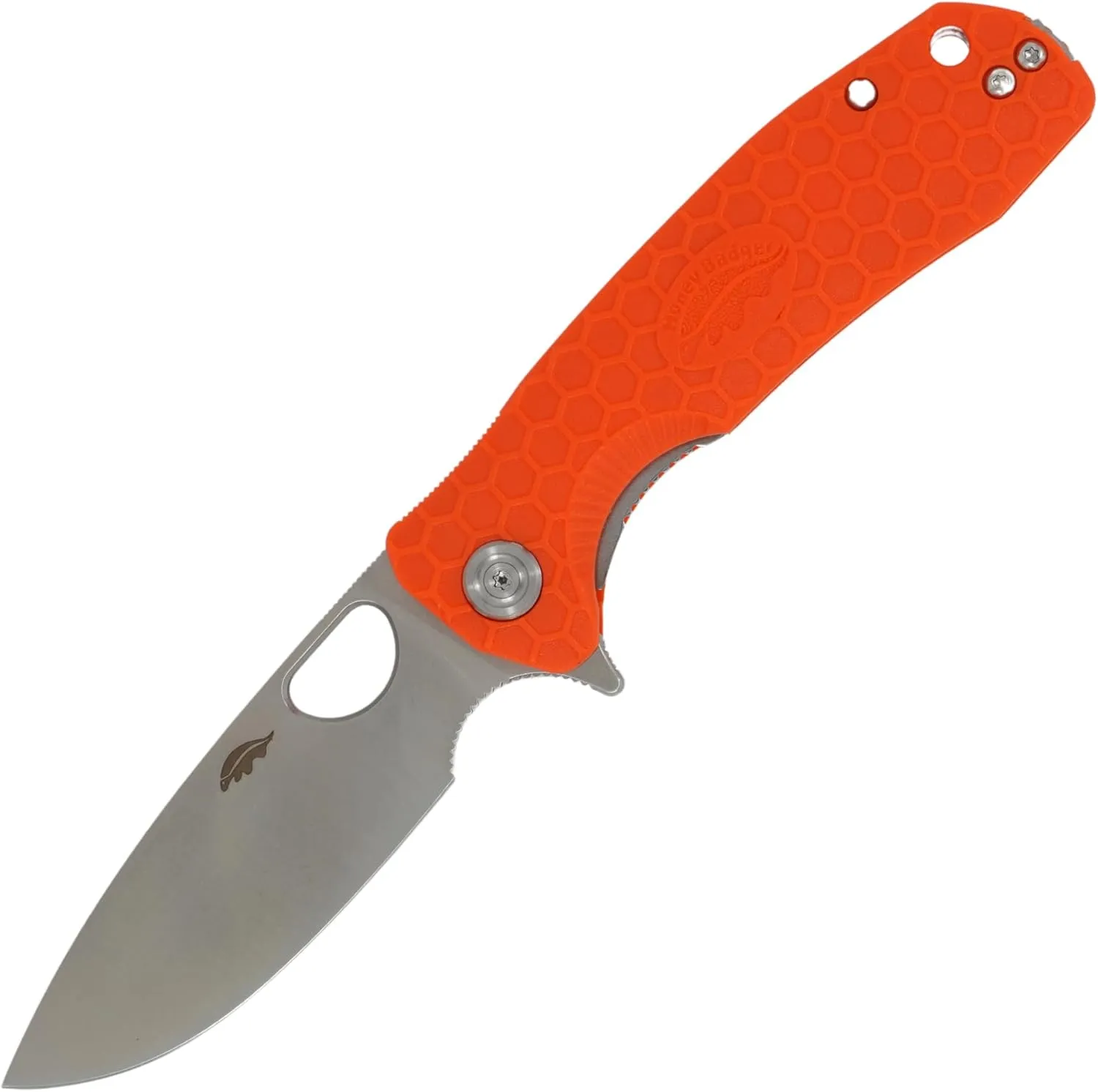 HB1035 Honey Badger Pocket Knife Folding Flipper EDC Deep Pocket Carry for Outdoor Tactical Knife Survival Camping Drop Point Small Orange 8Cr13Mov