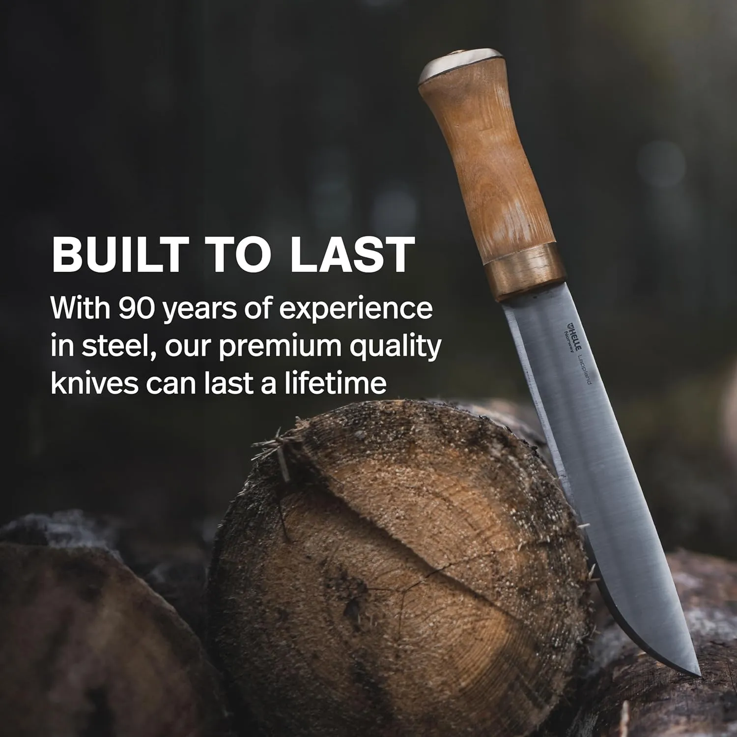 HELLE Knives - Lappland - Traditional Nordic Utility Knife - 8.4" Sandvik Stainless Steel Blade with Birch Handle and Leather Sheath - Made in Norway