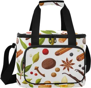 Herbs White Insulated Cooler Bag for Women Men Leakproof 24 Can Camping Lunch Cooler for Grocery Office