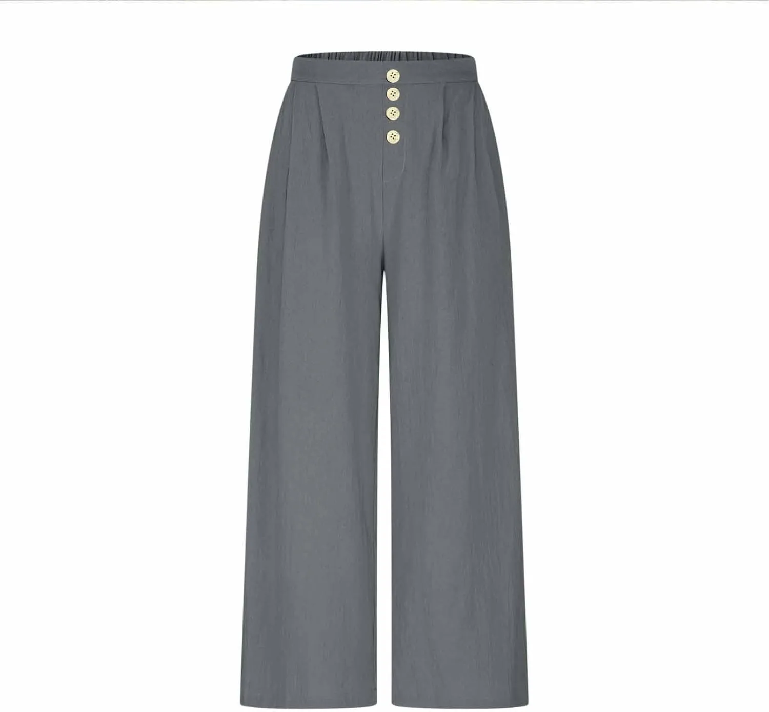 HGps8w Women's Cotton Linen Cropped Palazzo Pants Trendy Wide Leg Summer Loose High Waisted Lounge Trousers with Pockets