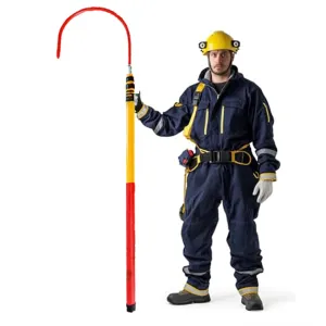 High Voltage Life Hook with 6.5/9.38ft Rescue Pole, Heavy Duty Emergency Electrocution Lifesaving Hooks 10-35kv, Strong Load-Bearing Capacity,Electrical Safety Emergency Life-Saving Tools(3m/9.8ft-2