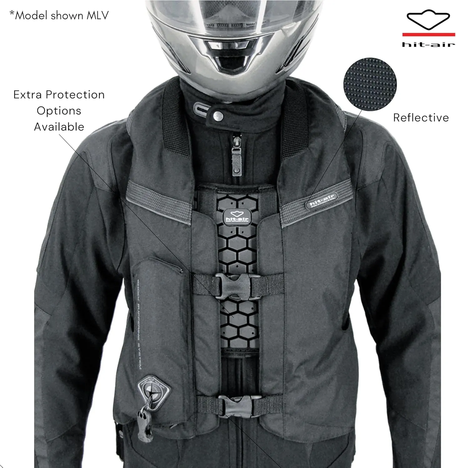 Hit-Air MLV Airbag Vest – Motorcycle Safety Vest with Automatic CO2 Deployment – Lightweight, Reusable, Adjustable Fit – Unisex Protective Riding Harness