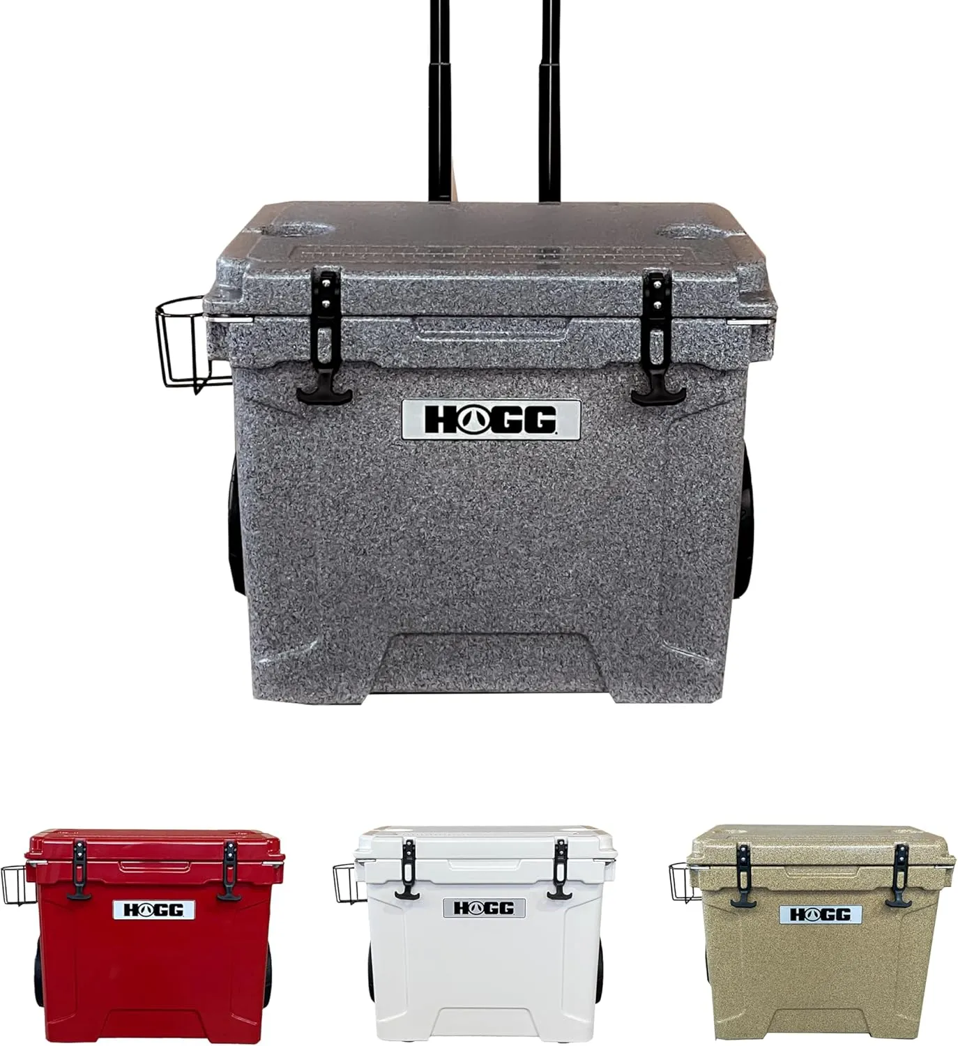 Hogg 65 qt Insulated Cooler with Wheels and Handles, Rolling Ice Chest with Wheels, Rotomolded Wheeled Coolers for Camping, Drinks, Outdoors, 65qt Blue