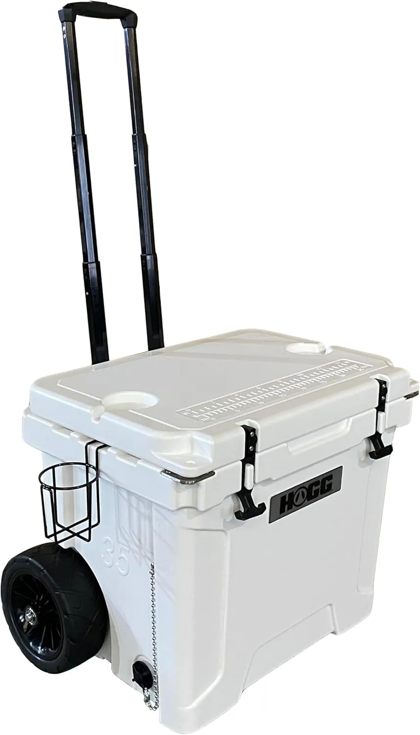 Hogg 65 qt Insulated Cooler with Wheels and Handles, Rolling Ice Chest with Wheels, Rotomolded Wheeled Coolers for Camping, Drinks, Outdoors, 65qt Blue