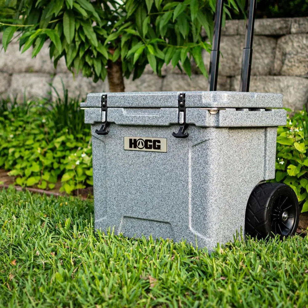 Hogg 65 qt Insulated Cooler with Wheels and Handles, Rolling Ice Chest with Wheels, Rotomolded Wheeled Coolers for Camping, Drinks, Outdoors, 65qt Blue