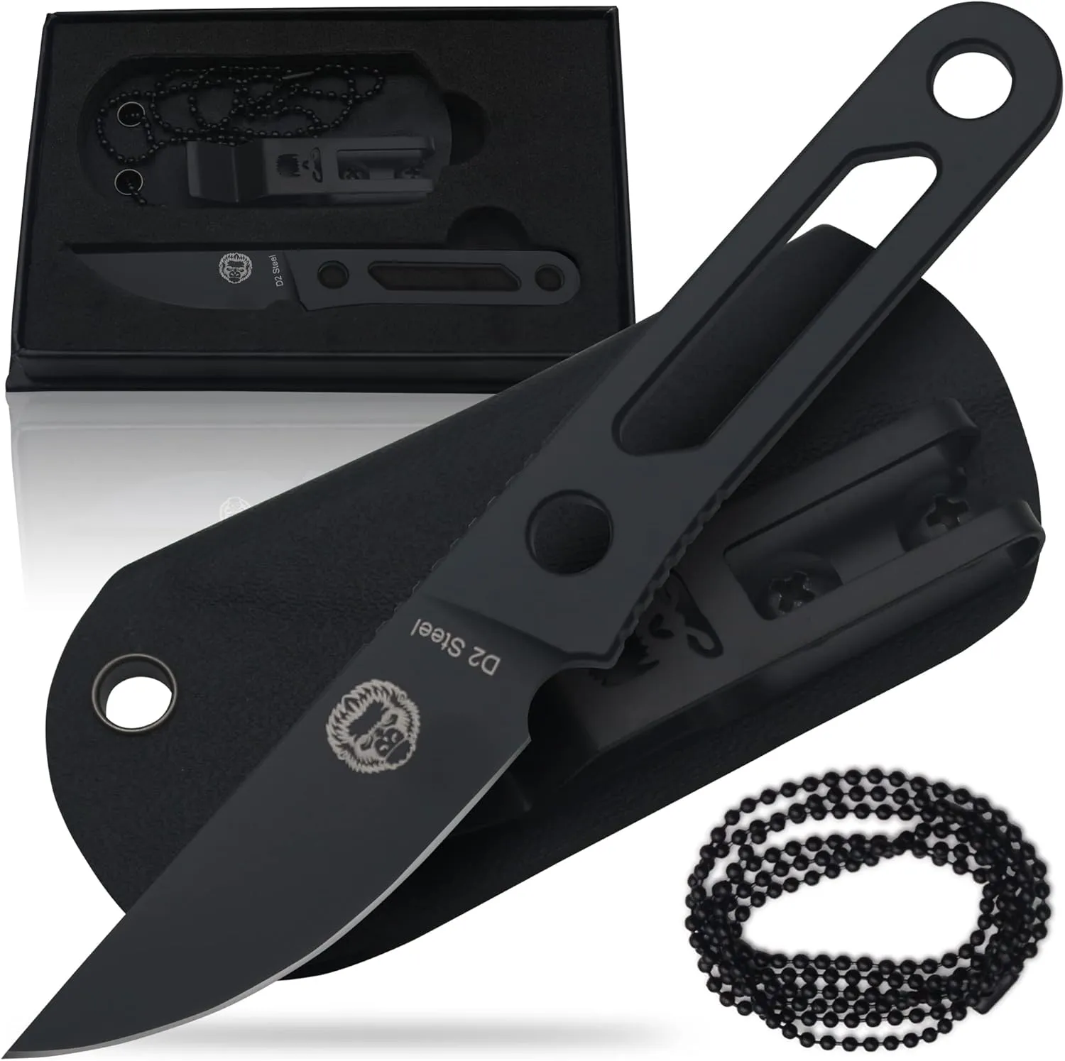 Holtzman's Gorilla Survival Scalpel Fixed Blade Utility Knife with D2 Sheath and Belt Clip (Black) - Ideal for EDC and Outdoor Activities
