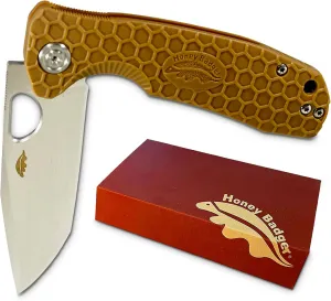 Honey Badger Tanto Pocket Knife 3.63" Steel Blade, Lightweight 3.9oz Folding Utility EDC, Deep Pocket Carry Camping, Fishing Knife with Reversible Pocket Clip - Tanto Large