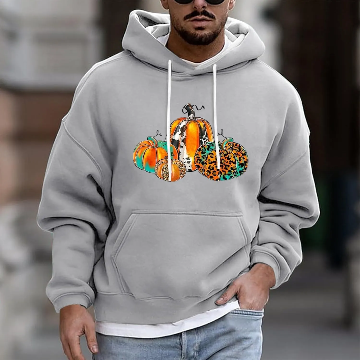 Hoodie Back Fashion Hoodie Printed Pocket Hoodie Jack Lantern Sweatshirt Horror Hoodies For Men Skeleton Skeleton