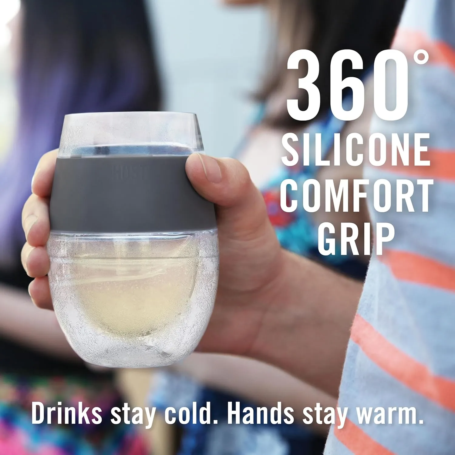 Host Wine Freeze Cup Set of 2 - Plastic Double Wall Insulated Wine Cooling Freezable Drink Glasses with Freezing Gel, Wine Glass Gift for Red and White Wine, 8.5 oz Marble