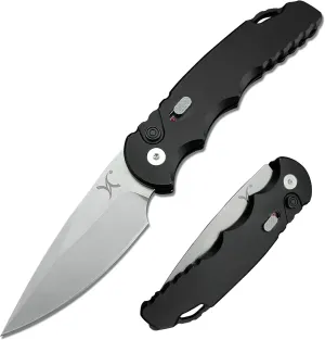 HUAAO 7.5” Assisted Opening Push Button Folding Pocket Knife, 2.8” D2 Blade Aluminum Alloy Handles with Pocket Clip and Lanyard Loop for EDC
