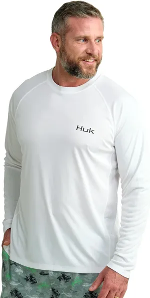 HUK Men's Pursuit Patterned Crew, Performance Fishing Long Sleeve Shirt