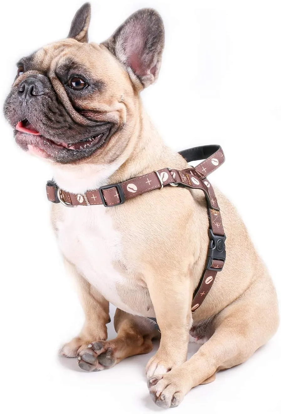 iChoue Dog Harness Easy On and Off Front Back 2 Leash Attachments Adjustable Lightweight Harness for Small and Medium Dogs - M Coffee Bean