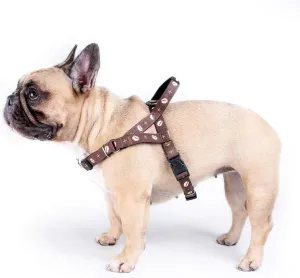 iChoue Dog Harness Easy On and Off Front Back 2 Leash Attachments Adjustable Lightweight Harness for Small and Medium Dogs - M Coffee Bean