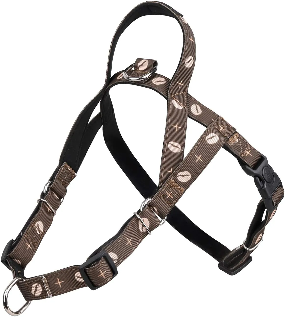 iChoue Dog Harness Easy On and Off Front Back 2 Leash Attachments Adjustable Lightweight Harness for Small and Medium Dogs - M Coffee Bean