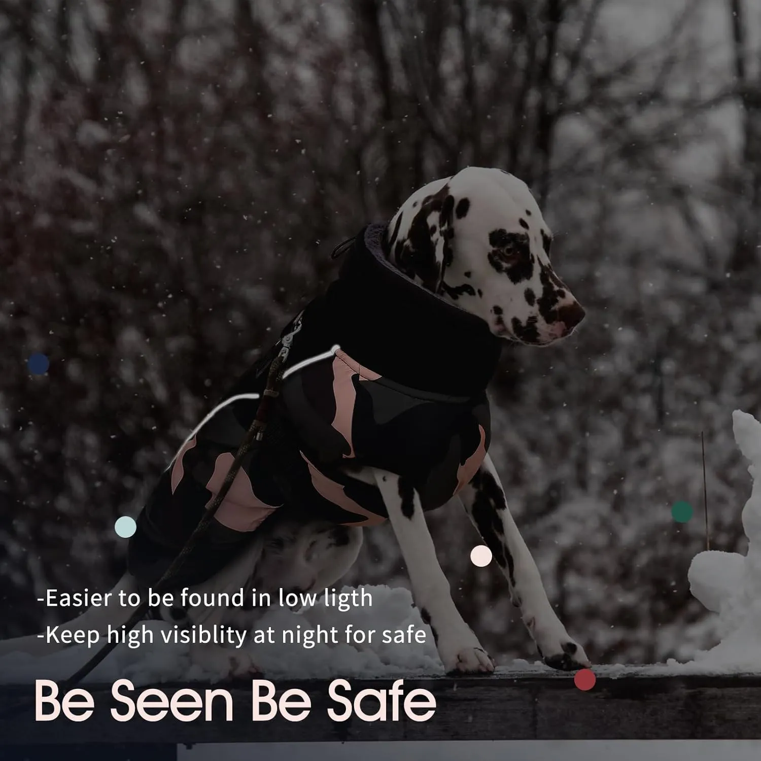 IECOii Extra Warm Dog Coat Reflective Adjustable Dog Jacket Dog Winter Coat with Buckle Fleece Turtleneck Dog Jacket for Cold Weather Soft Winter Coat for Small Medium Extra Large Dogs