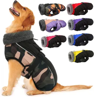 IECOii Extra Warm Dog Coat Reflective Adjustable Dog Jacket Dog Winter Coat with Buckle Fleece Turtleneck Dog Jacket for Cold Weather Soft Winter Coat for Small Medium Extra Large Dogs