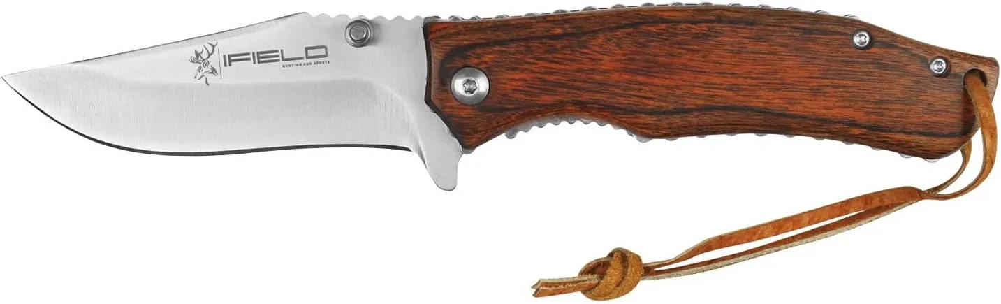 iFIELD Folding Knife Camper EL29037, Stamina Handle, Total 7.2 inch, Includes Cord, 3.3 inch Blade, Camping Tool for Fishing, Hunting, Sport Activity.